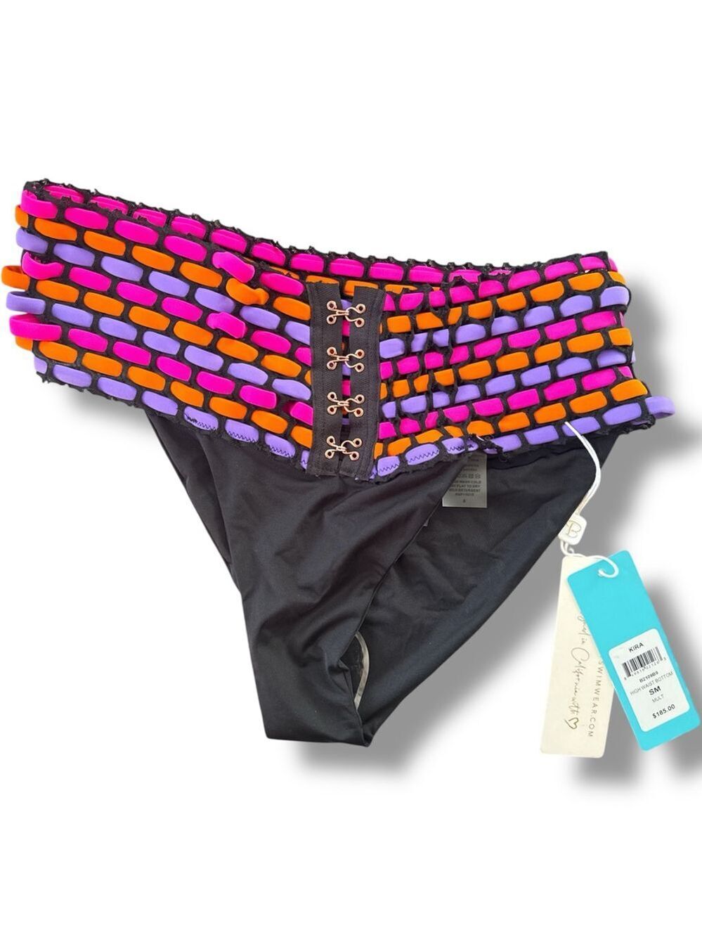 Beach Bunny Kira Black Pink Orange Purple High Waist Bikini Bottom Size S